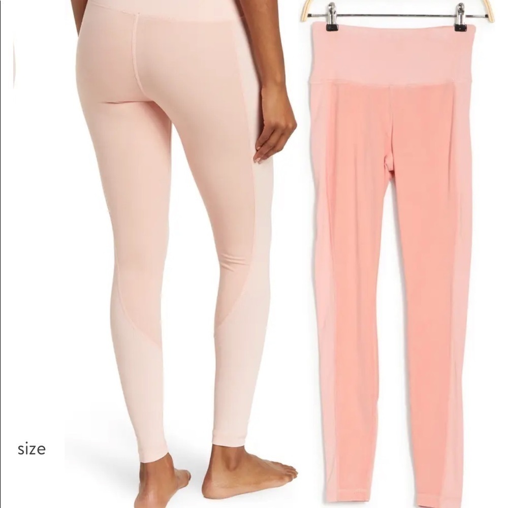90 DEGREE BY REFLEX Stone Wash High Rise Leggings Putty Pink Wash Size Large